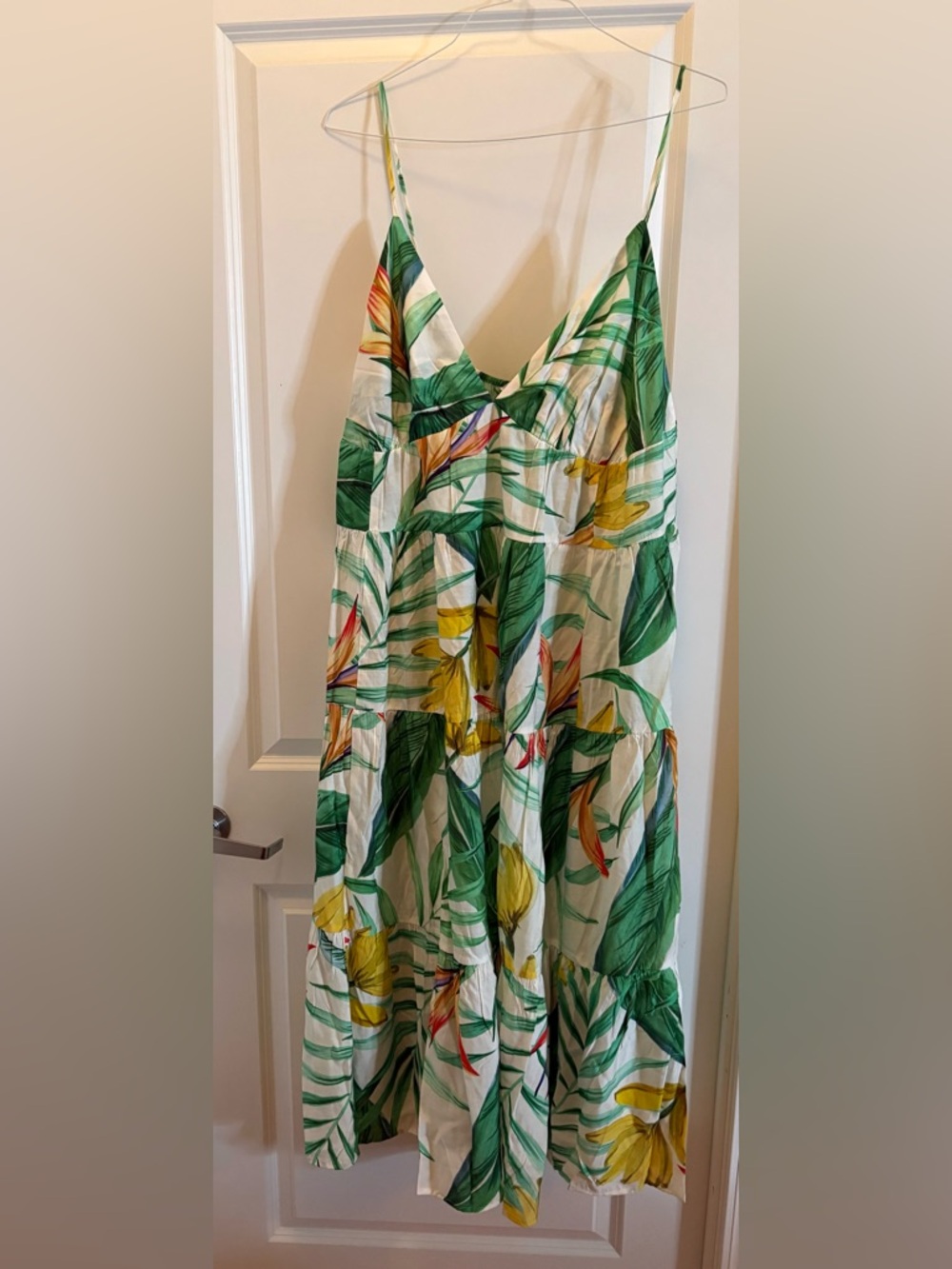 H&M Floral Tiered Maxi Dress XXL V-Neck Summer Sleeveless Viscose Blend - Picture 7 of 13